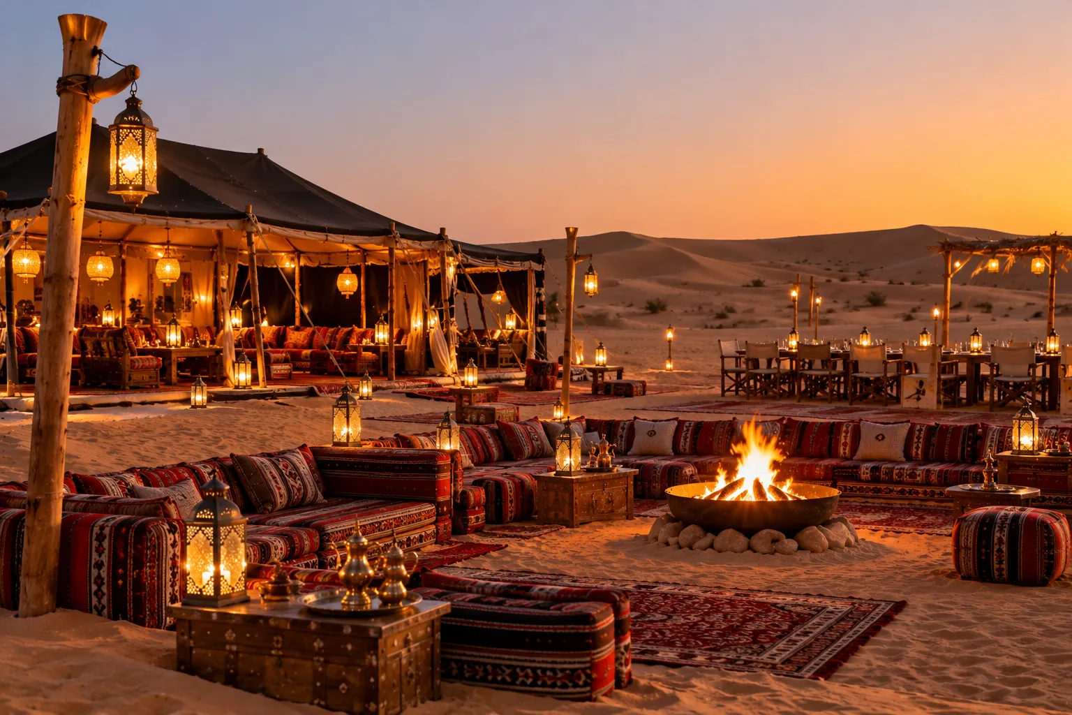 Qatar’s golden desert landscape at sunset