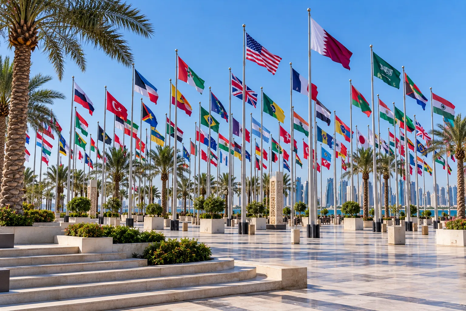 Waterfront plaza and market area near Old Doha Port