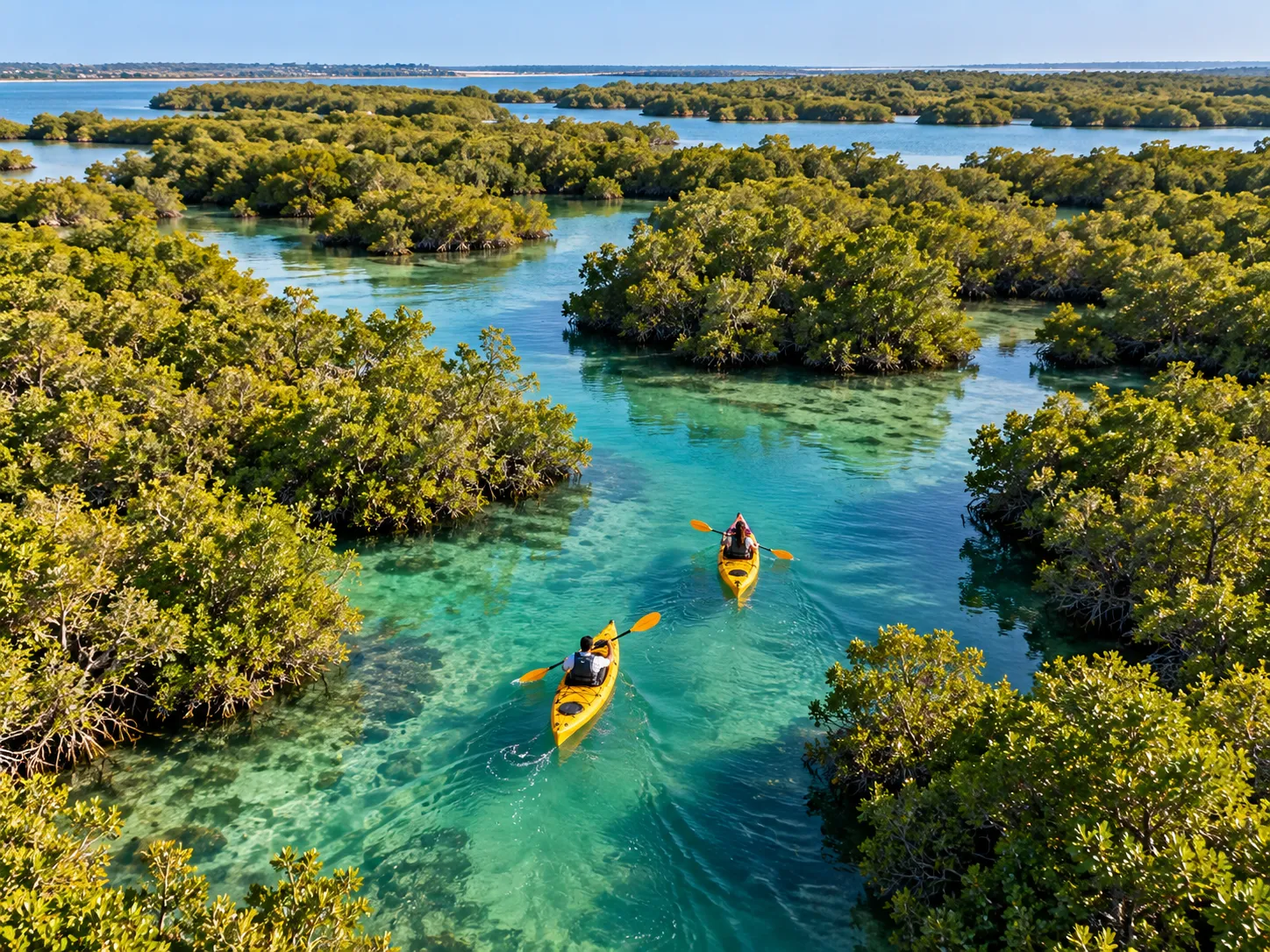 Green mangrove channels at Al Thakhira