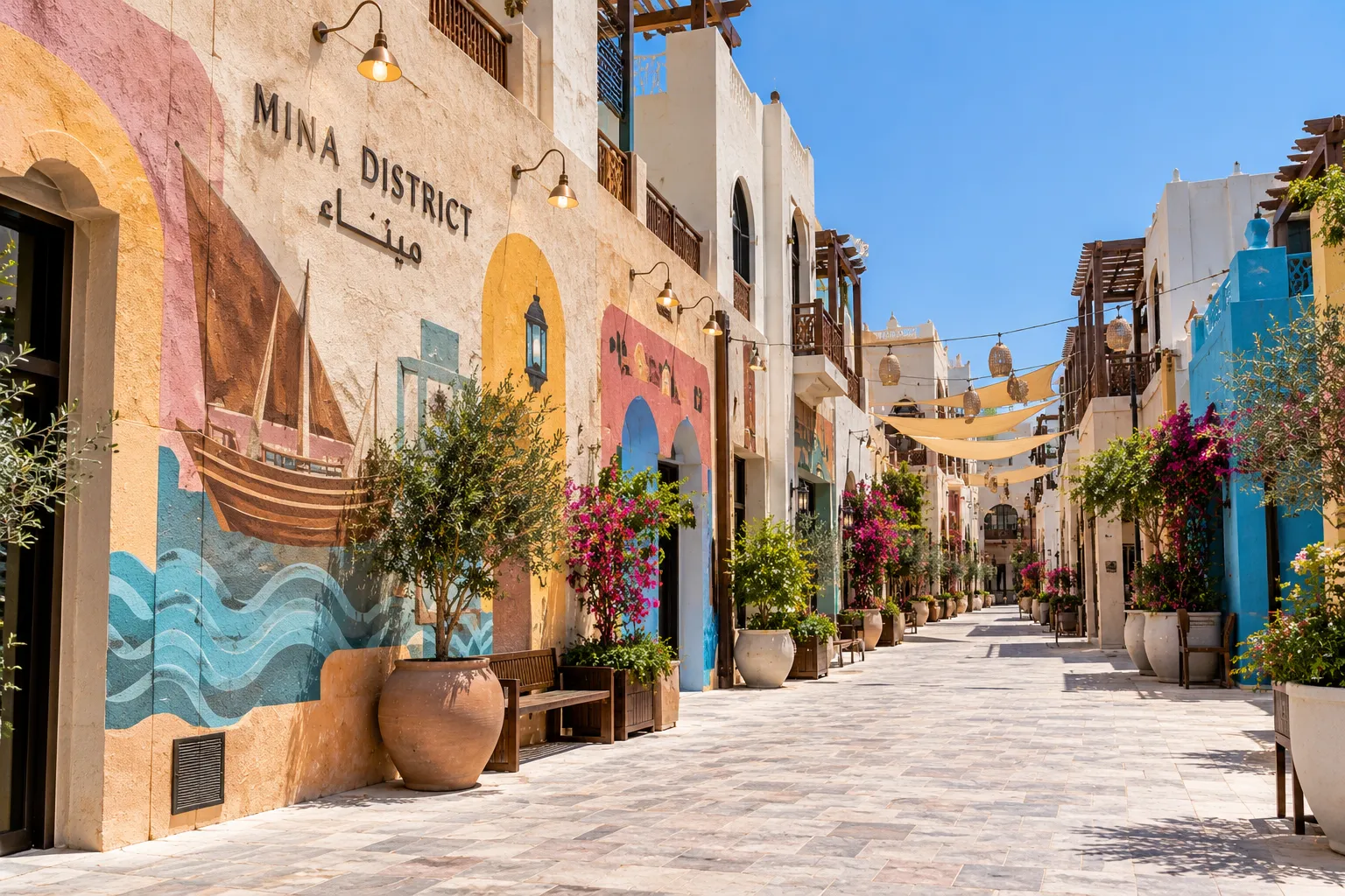Colourful buildings in Mina District