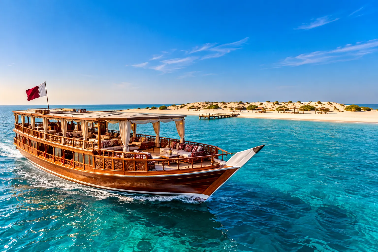 Traditional dhow cruise toward Al Safliya Island